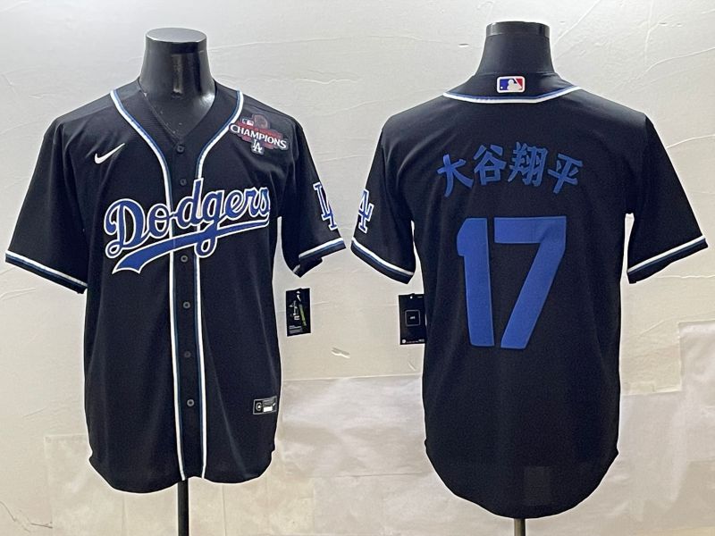Men Los Angeles Dodgers 17 Ohtani Black blue Three generations Nike 2025 MLB Jersey style 22